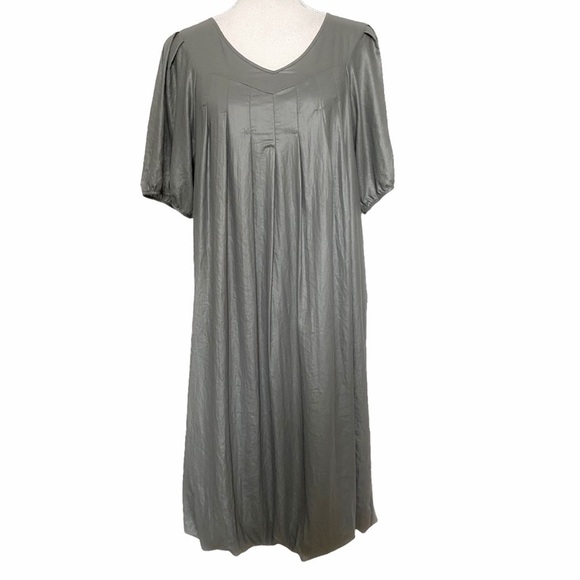 Diesel SHIMMERY SAGE GREEN SHORT SLEEVE TUNIC BALLOON PLEATED DRESS - Picture 1 of 10